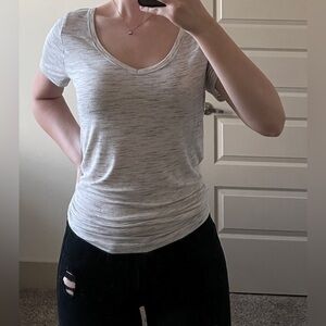 Heather Gray V-Neck Women's Top t-shirt long tee short sleeve